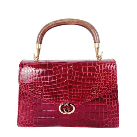 gucci purse vintage red crocodile leather 001-109-0436|Gucci Crocodile Handbag .